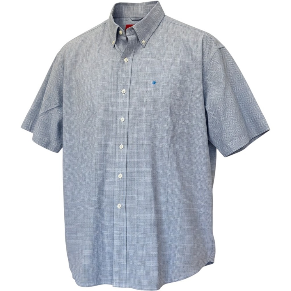 IZOD Luxury Sport Plaid Button Down Short Sleeve Casual Shirt - X-Large